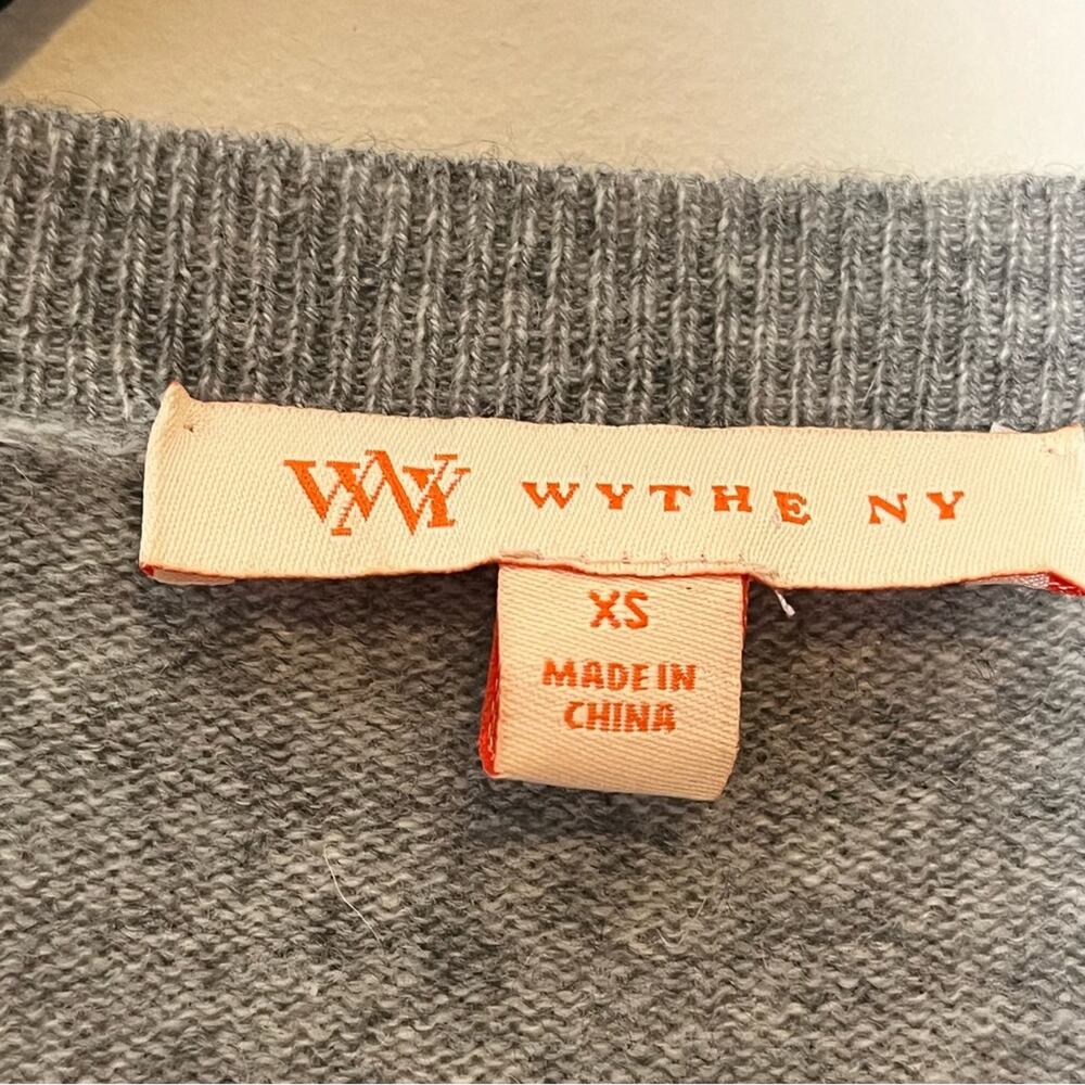 WYTHE NY 100% Cashmere Gray V-Neck Sweater Size XS Luxury Soft Knit - Picture 5 of 6